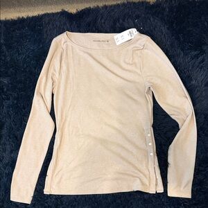 Abercrombie & Fitch Light Beige Long Sleeve Top